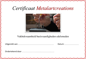 Certificaat-Metalartcreations